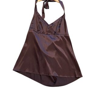 Dark Brown Silk Blend Theory Halter Shirt NWT Medium